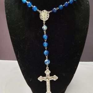 Handmade Blue Agate SS Rosary
